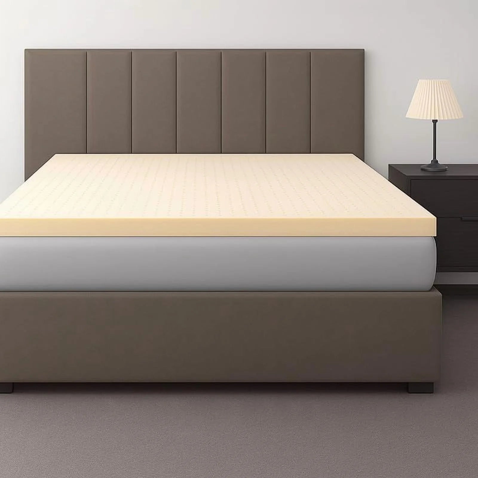 OrganicTextiles 3" Organic Latex Mattress Topper, Heather Grey Cover, No Zipper (Twin, Soft)