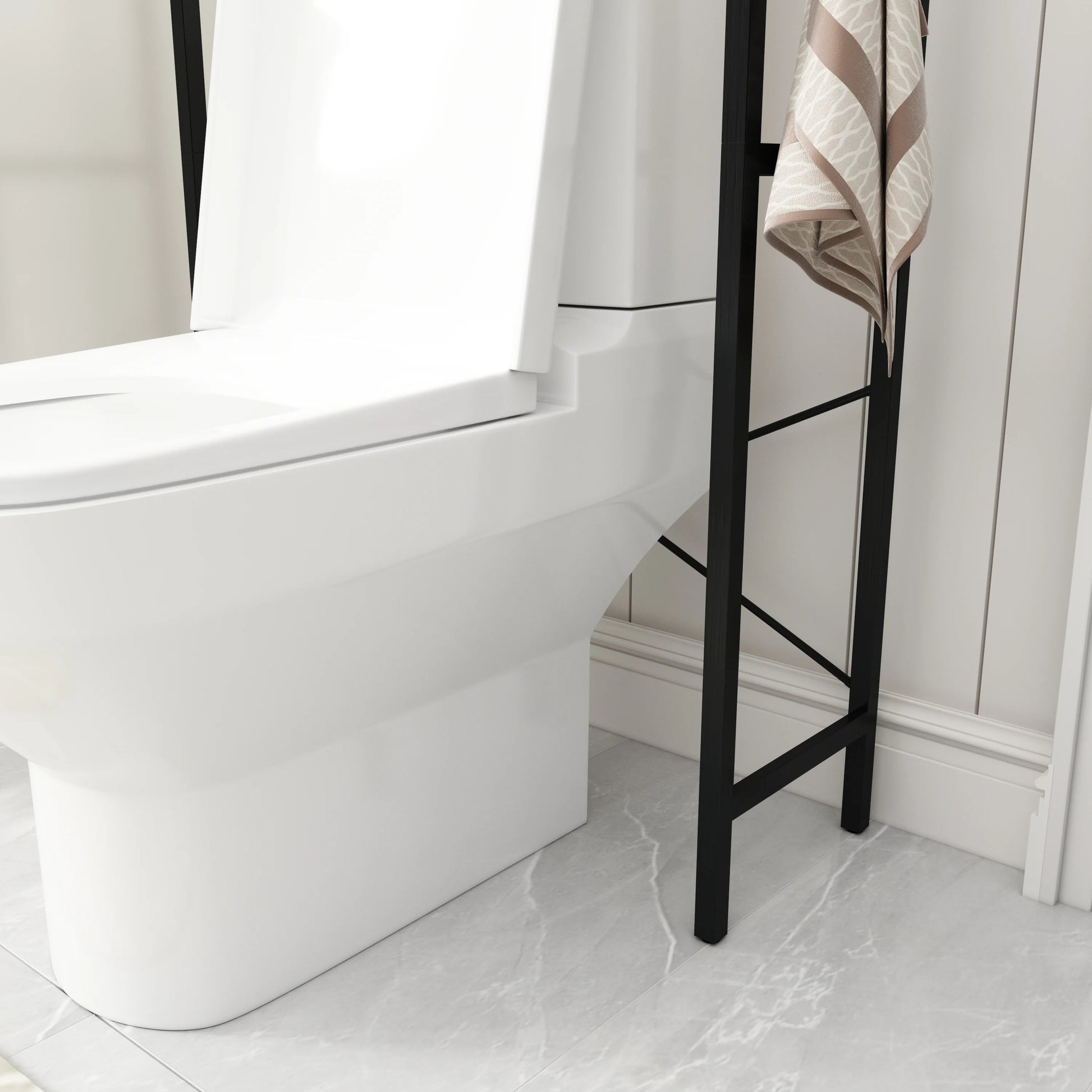 HLR Bathroom Storage Cabinet over Toilet with Sliding Door,Toilet Storage Iron Shelf, Wooden Cabinet