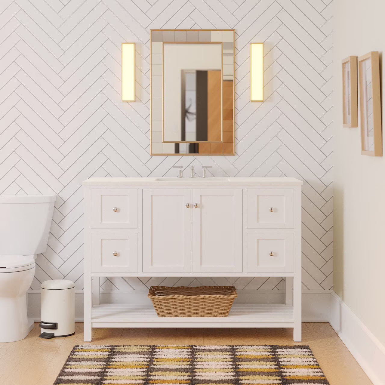 Lakeshore 48" Bathroom Vanity with White Cabinet and Engineered White Top