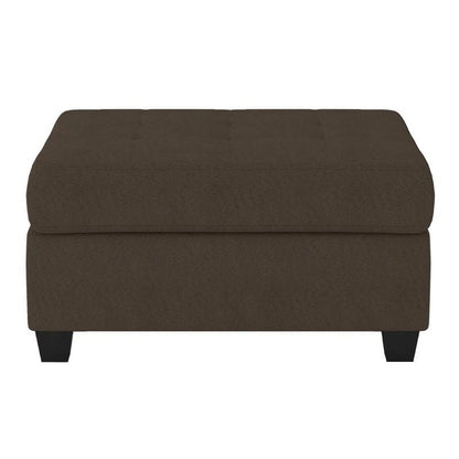 Pemberly Row Upholstered Storage Ottoman, Large Button Tufted Footrest for Living Room, Square Bench with Hidden Space for Blankets, Chocolate