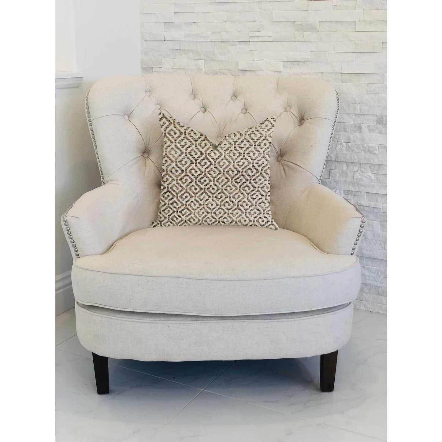 Plutus 20" x 30" Omni Maze Luxury Throw Pillow in Truffle Brown Shades