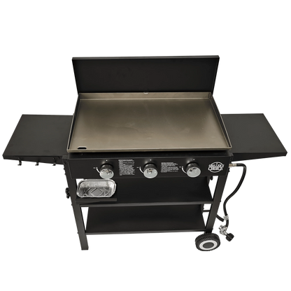 Griller's Choice Outdoor Griddle Grill Propane Flat Top - Hood Included, Large Flat Top Grill, 2-in-1 Portable, Paper Towel Holder