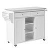 Visentor Kitchen Island Cart with Lockable Wheels, 3 Tier Rolling Utility Kitchen Storage Carts Table with 2 Drawers, 2 Shelves & Towel Rack, 45 Inch, Natural