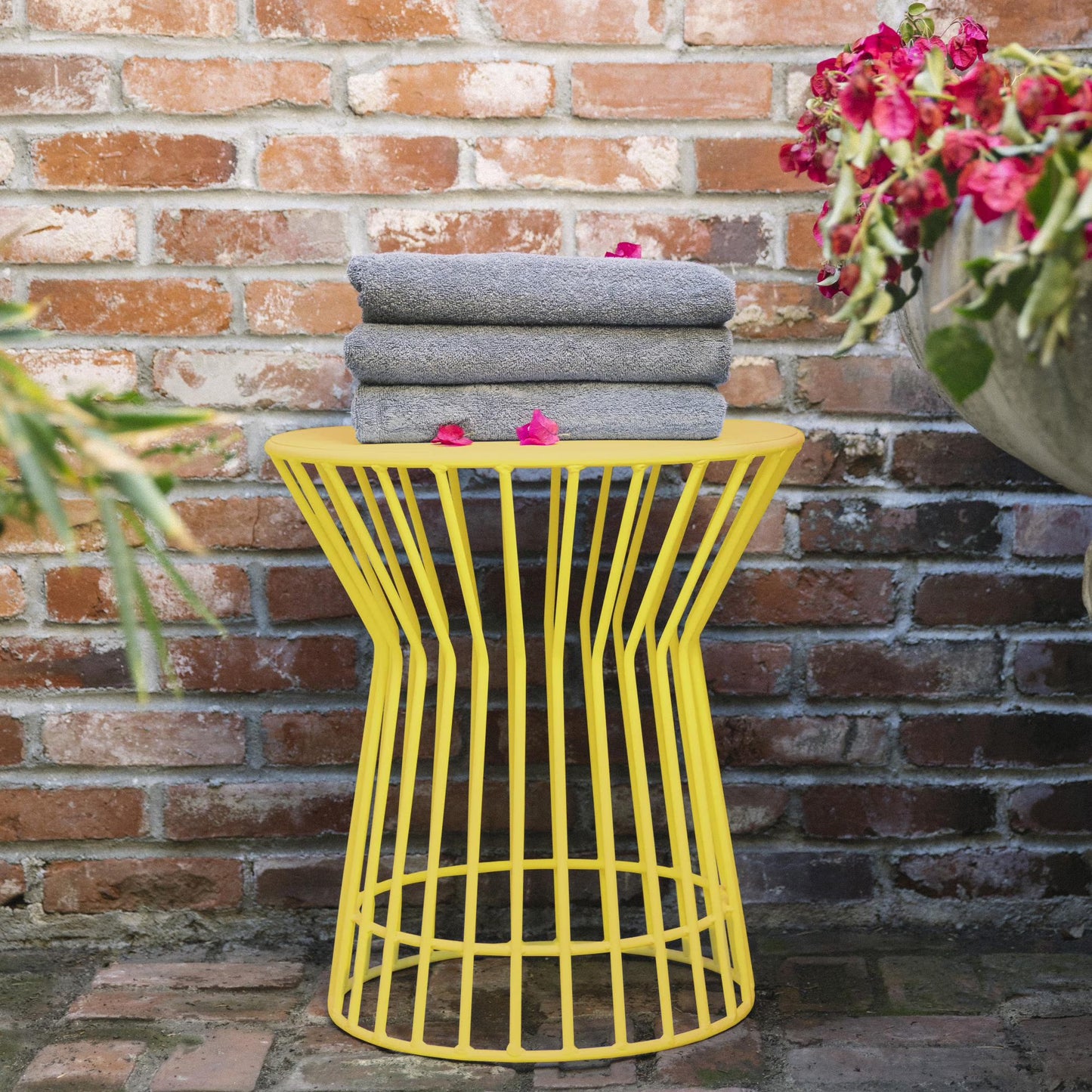 Novogratz Poolside Collection, Roberta Outdoor Side Table, Yellow