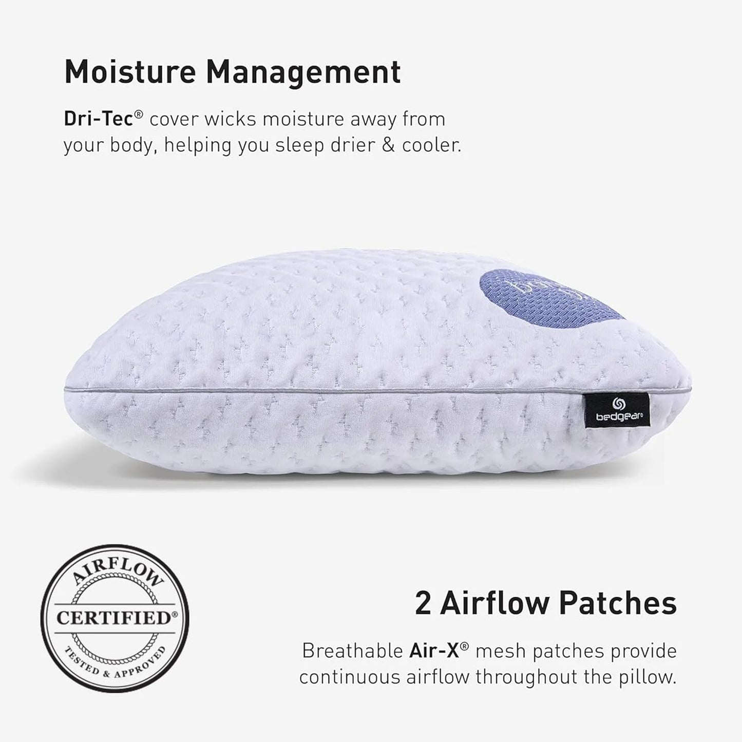Bedgear Balance Performance Pillow 2.0 - Moisture Wicking Bed Pillow for All Sleep Positions - Medium Firmness Bed Pillow - Washable Removable Cover