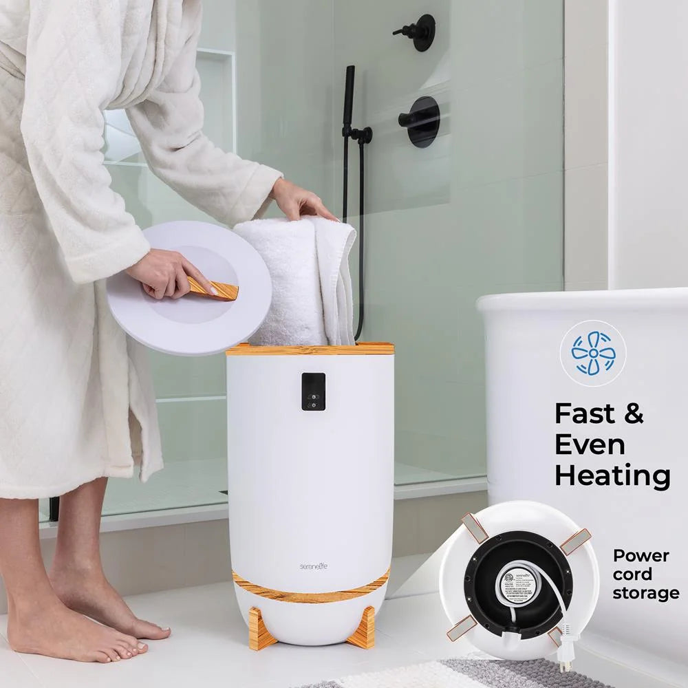 Single Touch Towel & Blanket Warmer with Fragrant Disc Holder and LED Ring (Gray)