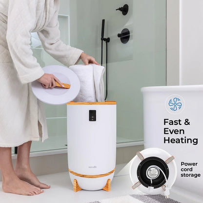 Single Touch Towel & Blanket Warmer with Fragrant Disc Holder and LED Ring (Gray)