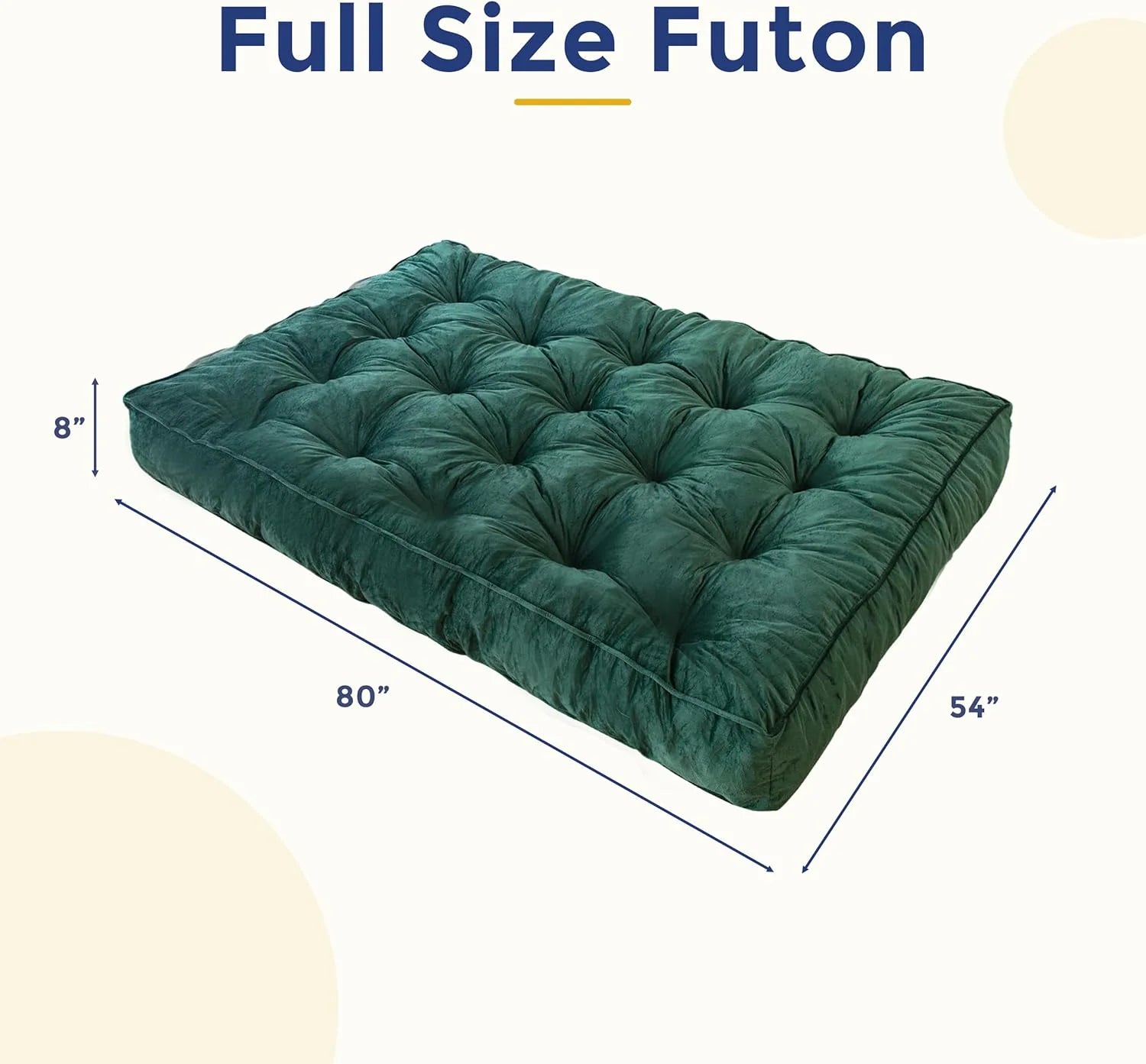 XH 8" Futon Mattress, Full Size Extra Thick Futons Sofa Couch Bed for Adults, Velvet Floor Mattress Shredded Foam Filling (Frame Not Included)