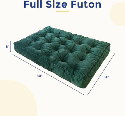 XH 8" Futon Mattress, Full Size Extra Thick Futons Sofa Couch Bed for Adults, Velvet Floor Mattress Shredded Foam Filling (Frame Not Included)