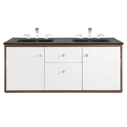 Modway Transmit 48" Wall-Mount Bathroom Vanity in Walnut Black