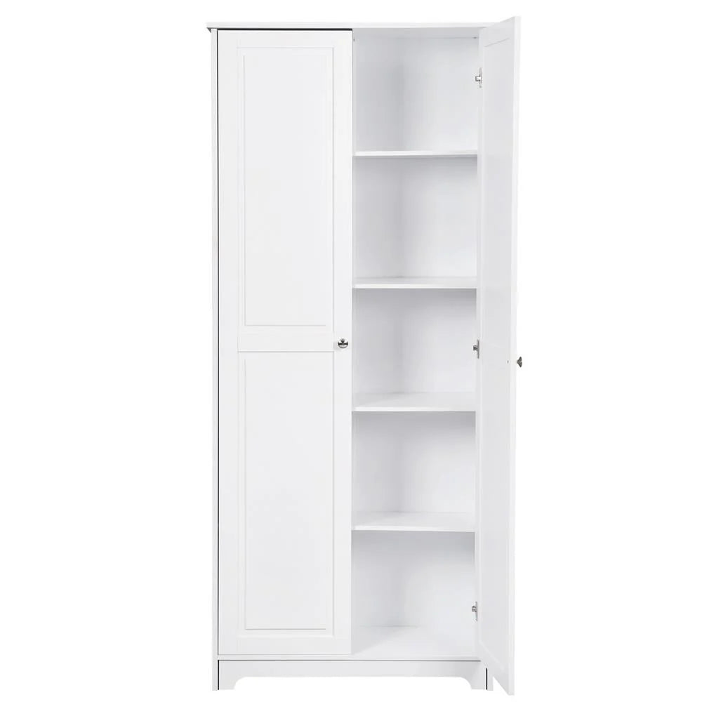UBesGoo 72" Traditional Freestanding Kitchen Pantry Cabinet Wardrobe Armoire, White