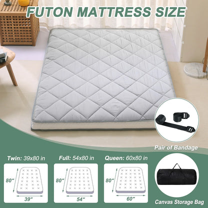 NAIZEA Diamond Patterned Futon Mattress, Extra Thick Japanese Floor Mattress Quilted Mattress Topper, Folding Floor Lounger Guest Bed Padded Sleeping Pad for Touring Car Camping,Twin