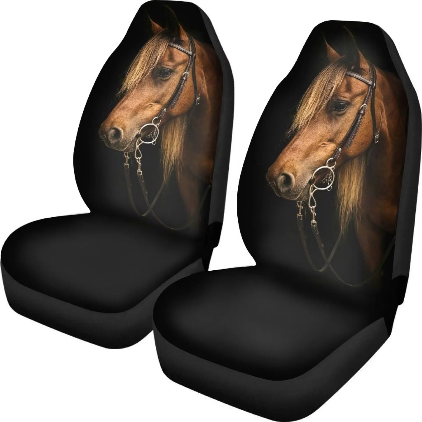 FKELYI Horse Car Seat Covers Front Only,Comfortable Auto Interior Seat Covers Full Set of 2,Washable Saddle Blanket Front Seat Cushion Covers for Women Men,Universal for Cars SUVs