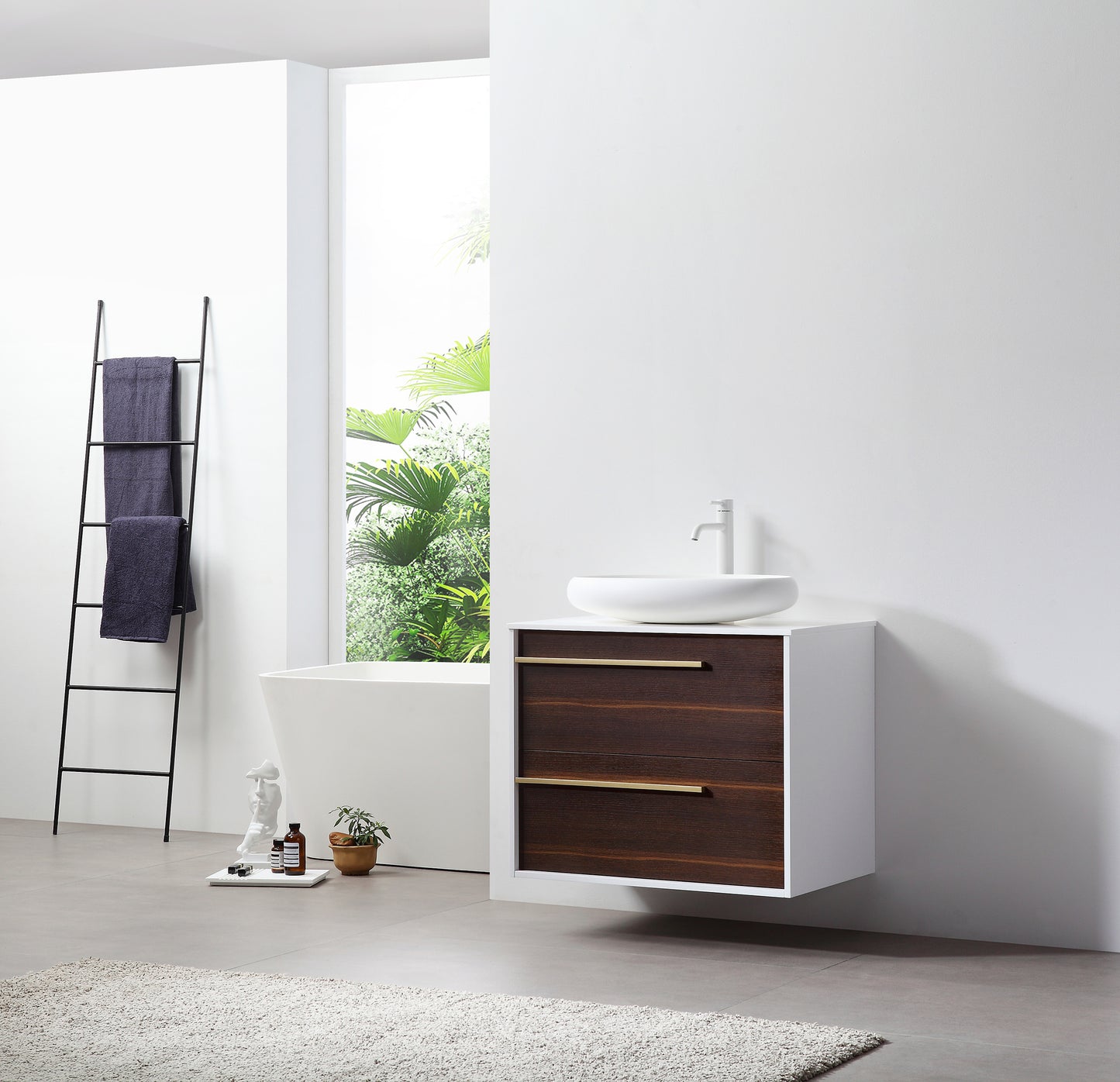 Goreme 30" Smoke Gray Oak Wall Mount Bathroom Vanity