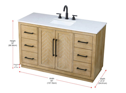 Elegant Kitchen and Bath 54 inch Single Bathroom Vanity in Hazel Oak