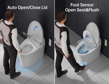 Smart Bidet Toilet Built in Tank,Comfortable Seat Height, Dual-Flush Elongated Toilet Bidet, Foot Sensor Flush/Open Seat Toilet U8Pro