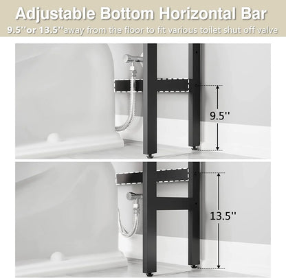 Over The Toilet Storage Cabinet, Over Toilet Bathroom Organizer, Above Toilet Storage Cabinet with Barn Doors Behind Toilet Bathroom Organizer Over-The-Toilet Cabinet (Cream White)