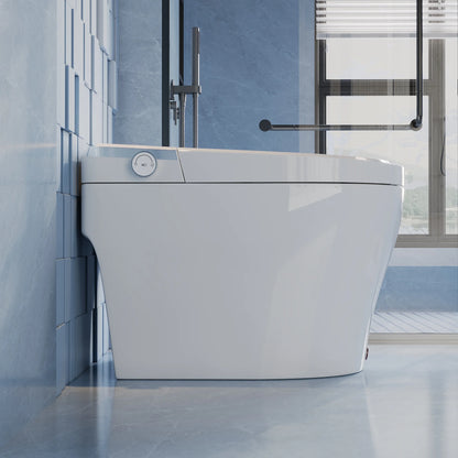 Elongated Bidet Toilet 1.28 GPF in White with Remote, Blackout Flush, Auto Flush, Heated Seat and Warm Air Dryer