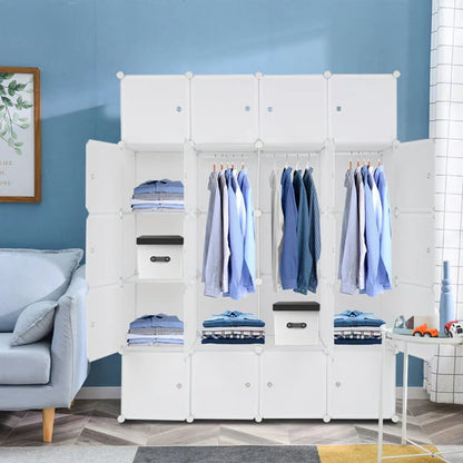 20 Cube Wardrobe Closet Portable Cube Storage with Doors & Hanging Baby Wardrobe Children Cabinet Plastic