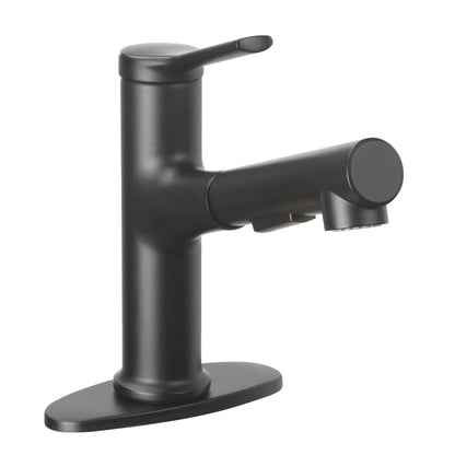 Better Homes and Gardens Pull-Out Bathroom Sink Faucet with Pop-Up Drain and Optional Deckplate, Matte Black