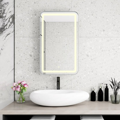 34-Inch Black Medicine Cabinet with Mirror, Wall-Mounted Bathroom Storage with Adjustable Glass Shelves & LED Lighting, Recessed or Surface Mount Design for Space-Saving Organization