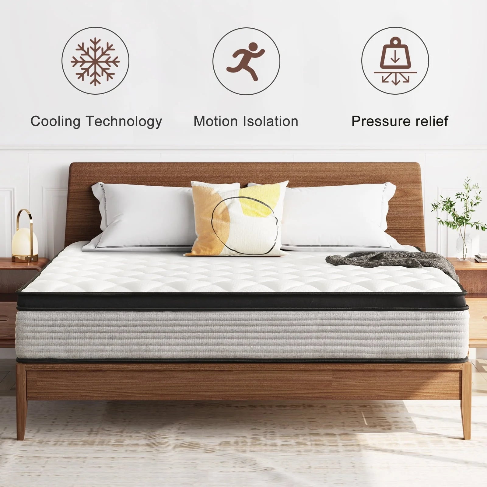 Queen Mattress,Madinog 12 inch Queen Size Innerspring Mattress, Hybrid Mattress in a Box