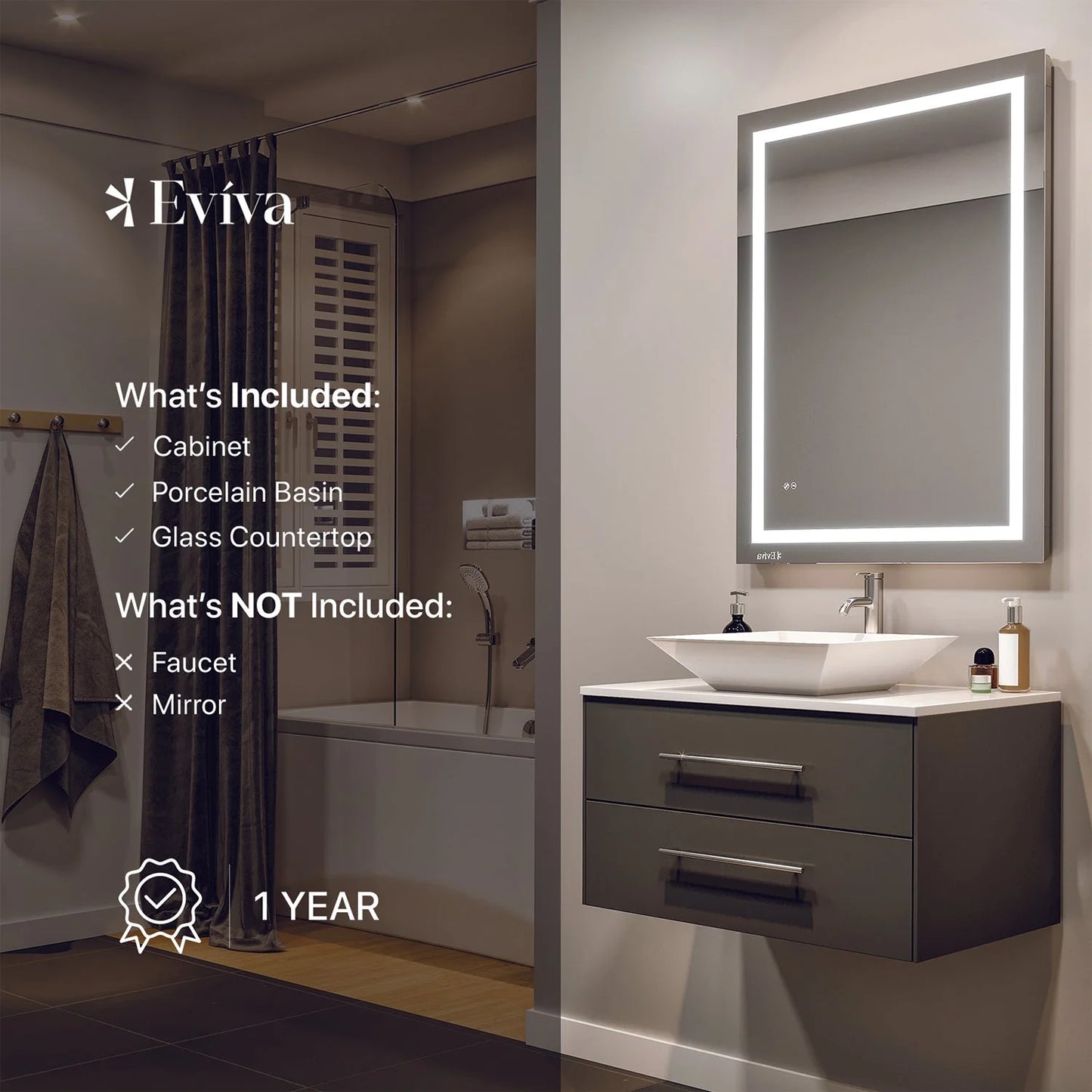 Totti Wave 30" Espresso Modern Bathroom Vanity w/Super White Man-Made Stone Top & Sink