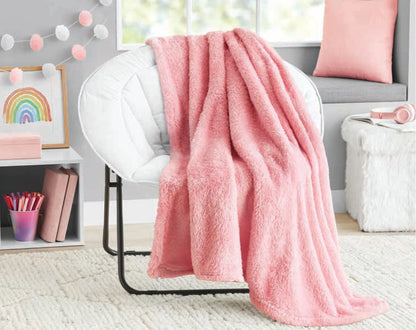 Your Zone Pink, Soft, Oversized, Fuzzy Throw Blanket for Kids, 72 x 50 inches