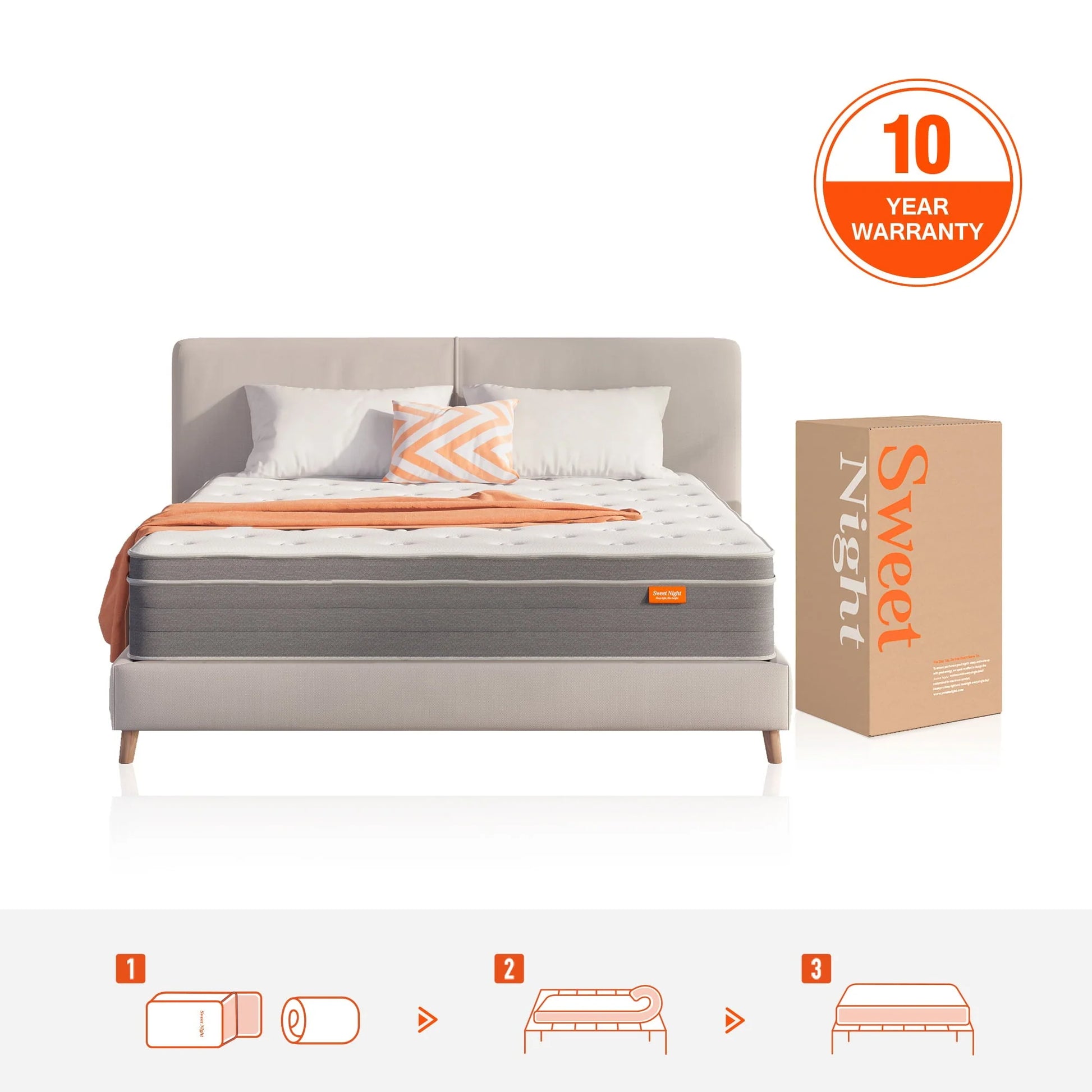 Sweetnight 12 inch Gel Memory Foam Hybrid Mattress with Medium Firm Pillow Top, King Mattresses