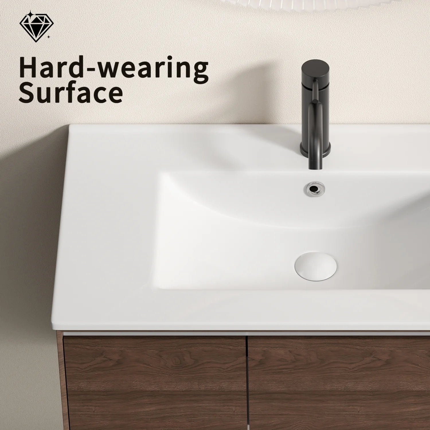 Lisonu 24-Inch Bathroom Vanity Top with Integrated Sink, White Porcelain Ceramic Vanity Sink Top with Oval Basin for a Clean, Modern Bathroom