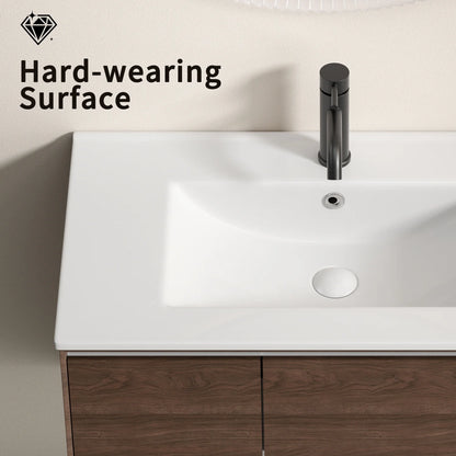 Lisonu 24-Inch Bathroom Vanity Top with Integrated Sink, White Porcelain Ceramic Vanity Sink Top with Oval Basin for a Clean, Modern Bathroom