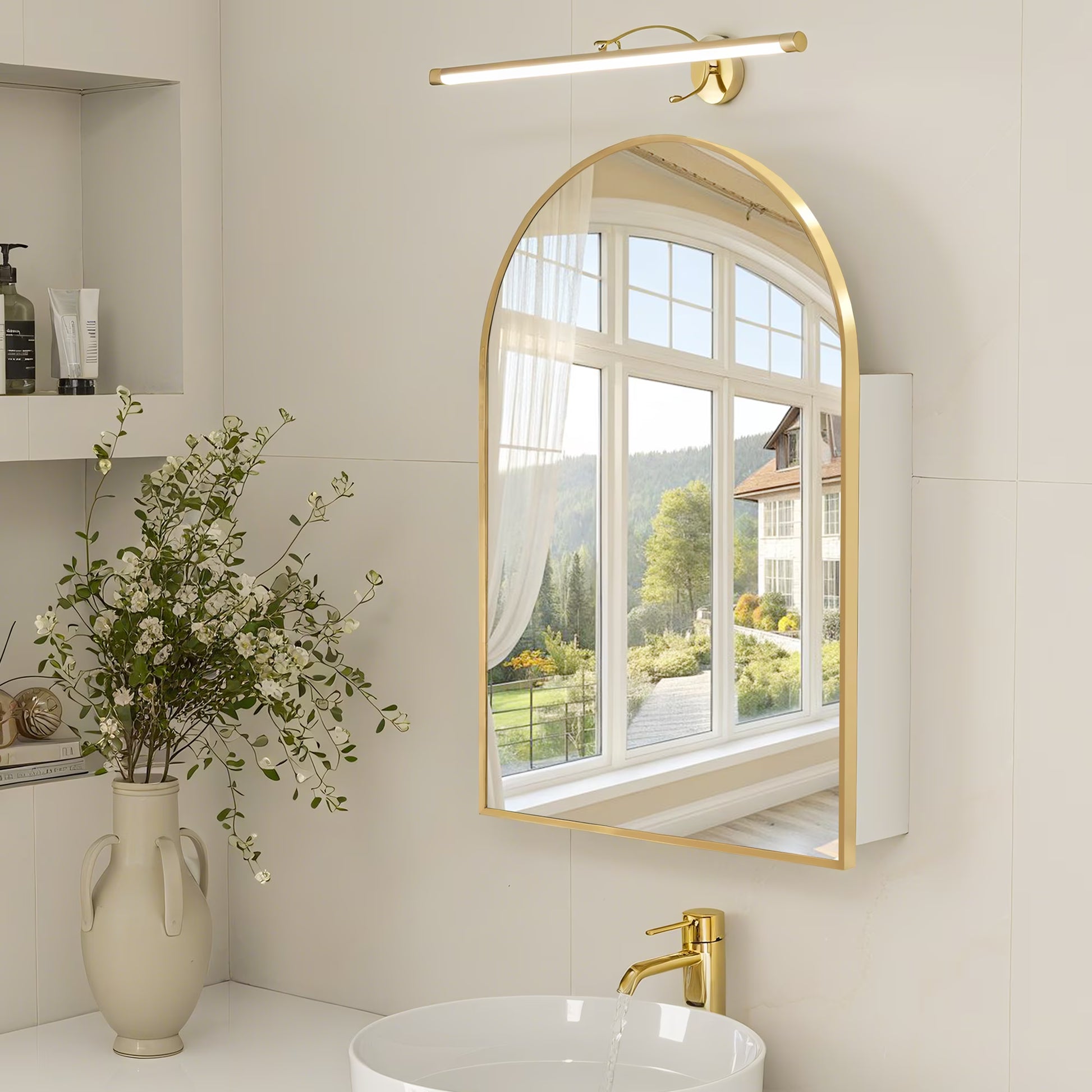 20 x 30 Medicine Cabinet with Mirror,Gold Bathroom Mirror with Storage,Metal Framed Medicine Cabinet Wall Mount with Adjustable Shelves for Bathroom Vanity Modern Farmhouse