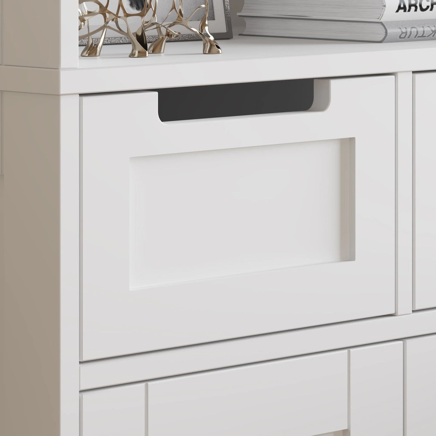 UBesGoo Tall Bathroom Cabinet Storage with 4 Doors & 2 Drawers, Wooden Kitchen Hutch, Large Display Cabinet, White