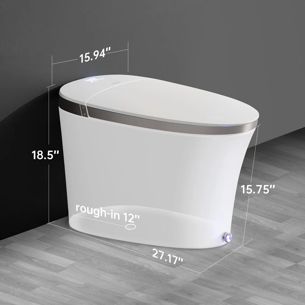 EPLO Smart Toilet Bidet, Auto Open/Close Lid,Foam Shield Splash Proof,Auto Flush,Elongated Toilet