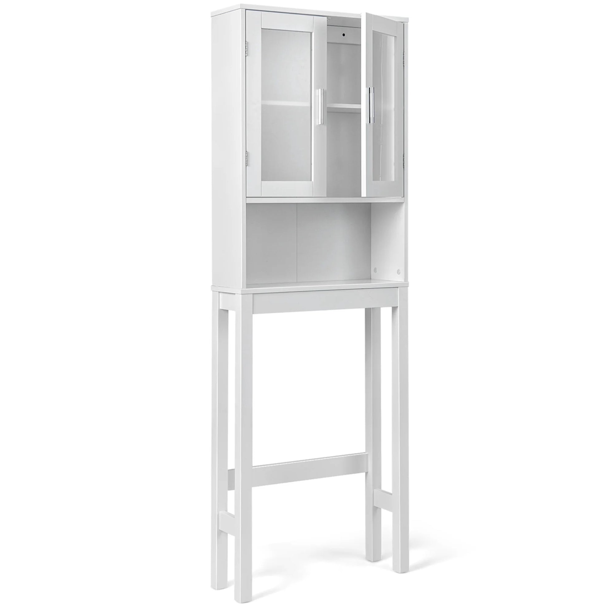 Costway Wooden Over The Toilet Storage Cabinet Spacesaver Organizer Bathroom Tower Rack