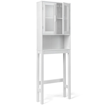 Costway Wooden Over The Toilet Storage Cabinet Spacesaver Organizer Bathroom Tower Rack