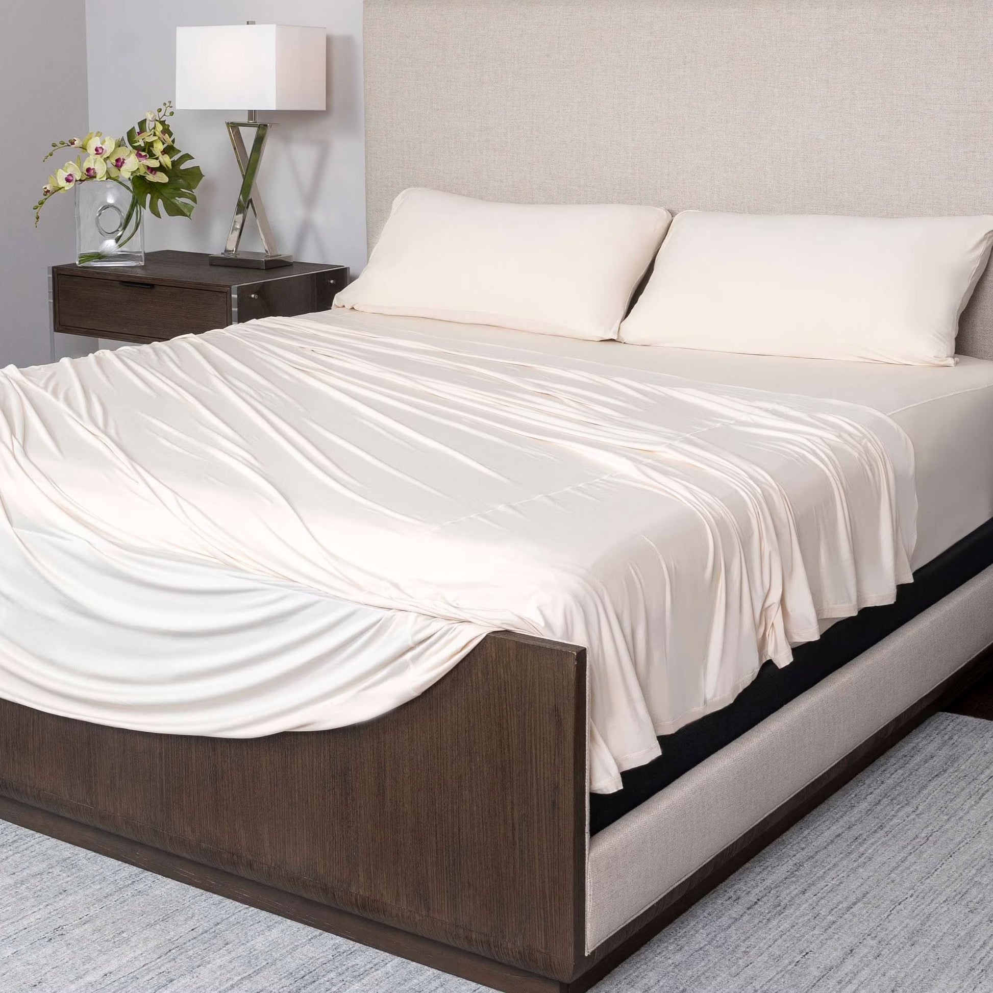 SHEEX Active Comfort Sheet Set with 2 Pillowcases, King/California King - Cooling - Breathable - Deep Pocket - Moisture-Wicking, Pewter
