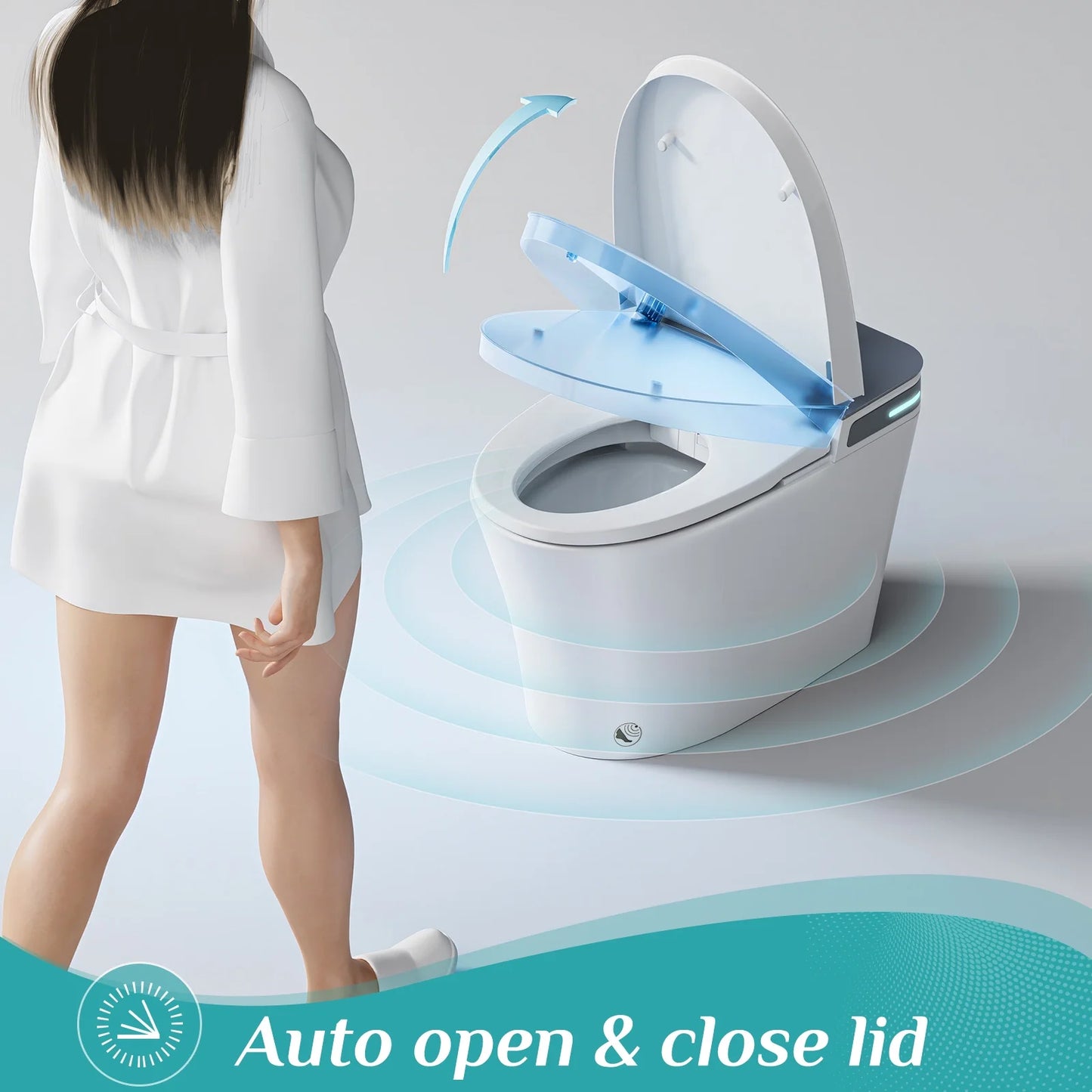 HOROW 10" Rough-in Bidet Toilet , White with Auto Open/Close Lid, Instant Warm Water, Elongated Heated Seat