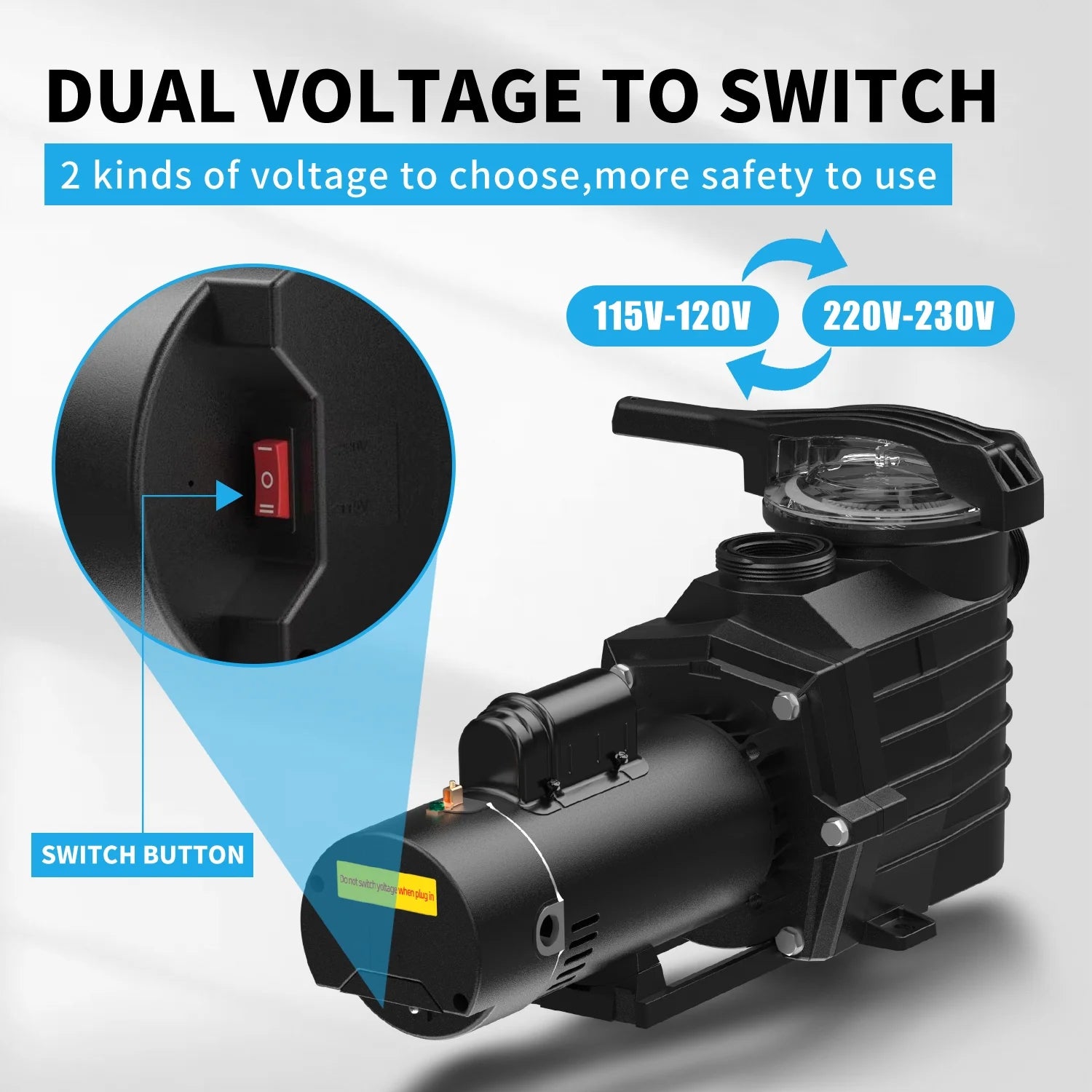 2.5HP 6000GPH In/Above Ground Swimming Pool Pumps,1900W 115v/230v Dual Voltage Self-Priming Pump for Spa Bathtub Irrigation,High Flow and Energy Saving