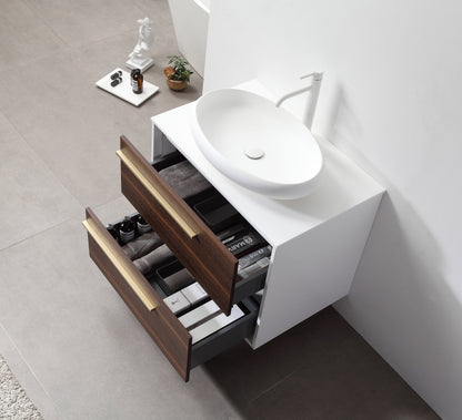 Goreme 30" Smoke Gray Oak Wall Mount Bathroom Vanity