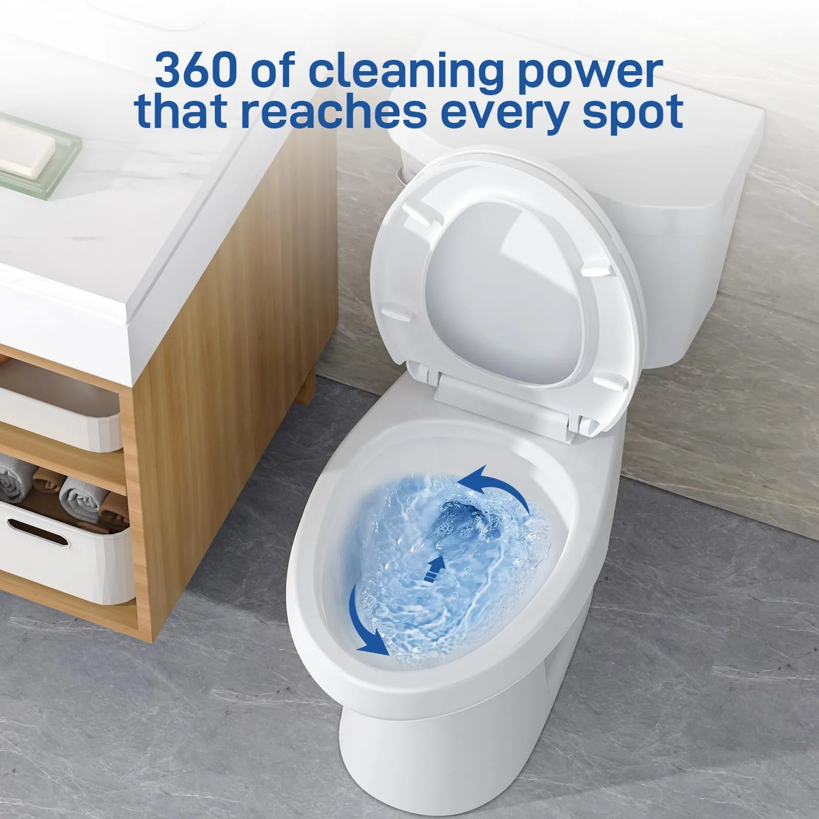 Huloretions Two-Piece Toilets for Bathrooms, Elongated Toilets with Soft Close Seat, Power Flush 1.28 GPF Toilet with Universal ADA Height