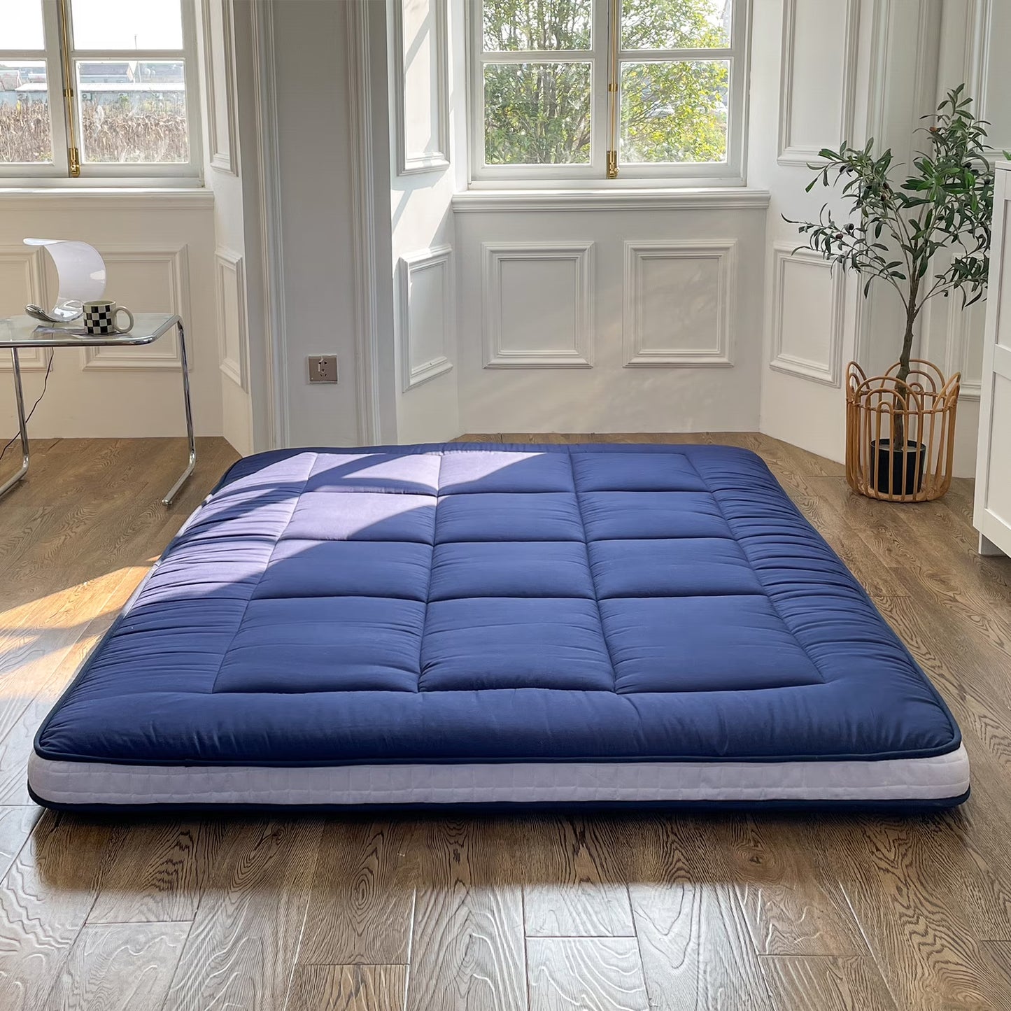 Futon Mattress, Padded Japanese Floor Mattress Quilted Bed Mattress Topper, Extra Thick Folding Sleeping Pad, Twin Size