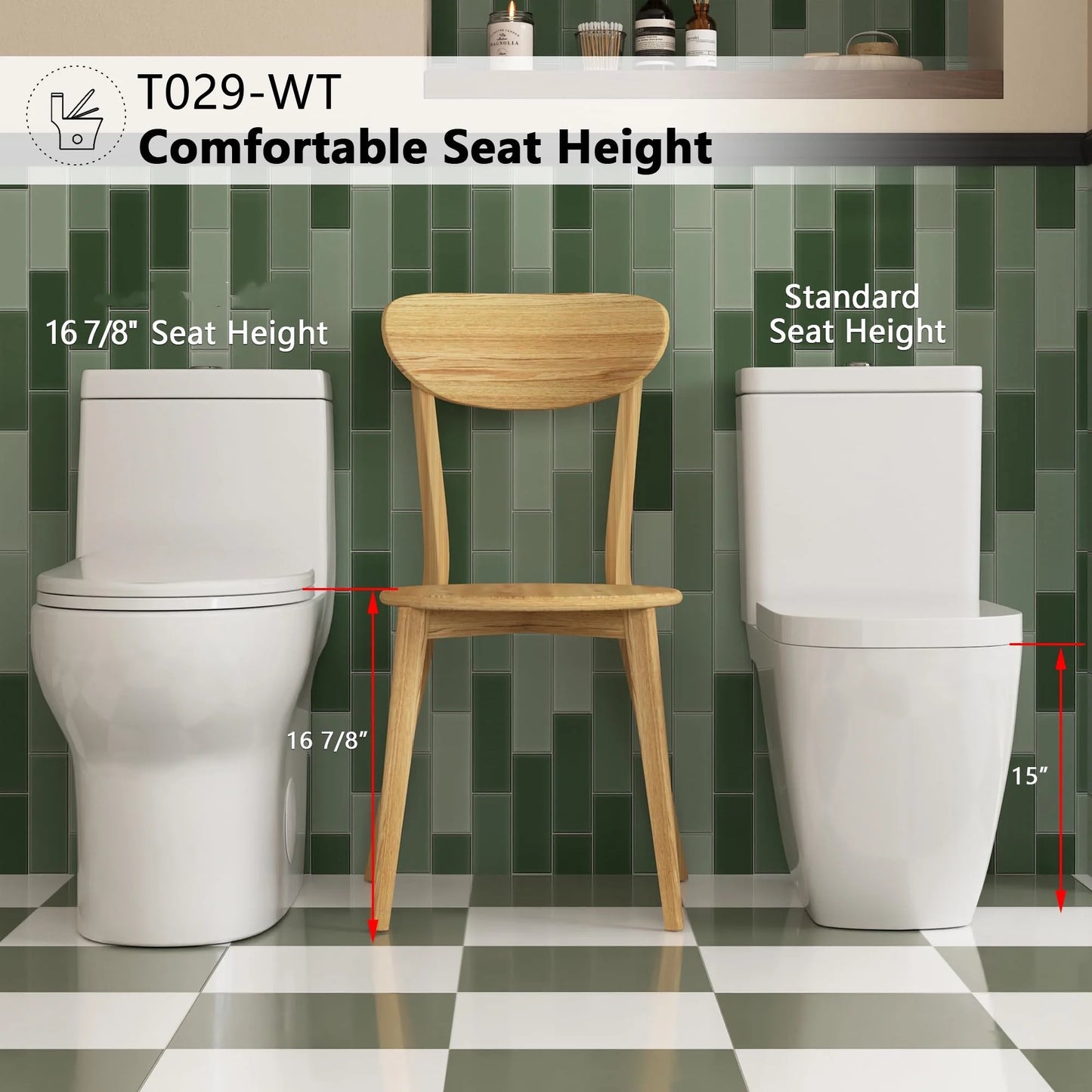 Aukfa T029-WT Elongated One Piece Toilet, Dual Flush 1.1/1.6 GPF Toilet for Bathroom, 12" Rough-In