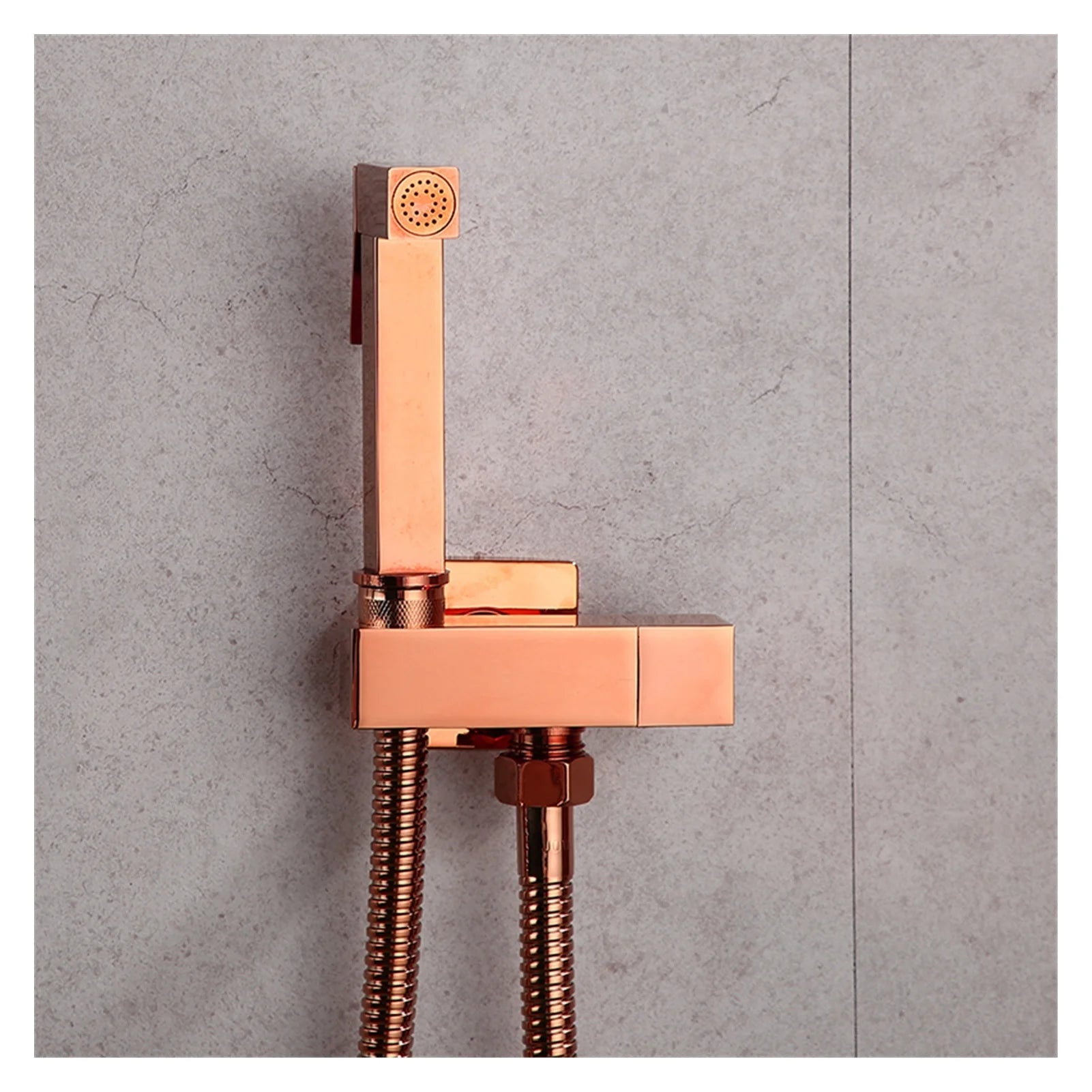 Hand Held Bidet Sprayer Douche Toilet Kit Bidet Faucet Rose Gold Square Shattaf Shower Head Copper Valve Set Jet Bidet Faucet