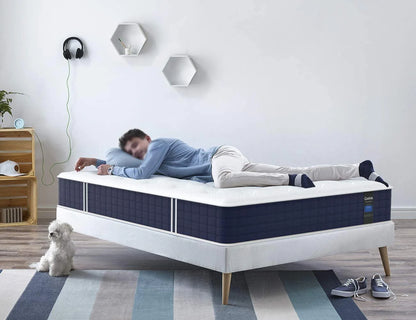 Queen Size Mattress, Coolvie 10 inch Hybrid Mattress in a Box, with Memory Foam and Pocket Springs, Medium Firm, for Adults and Kids