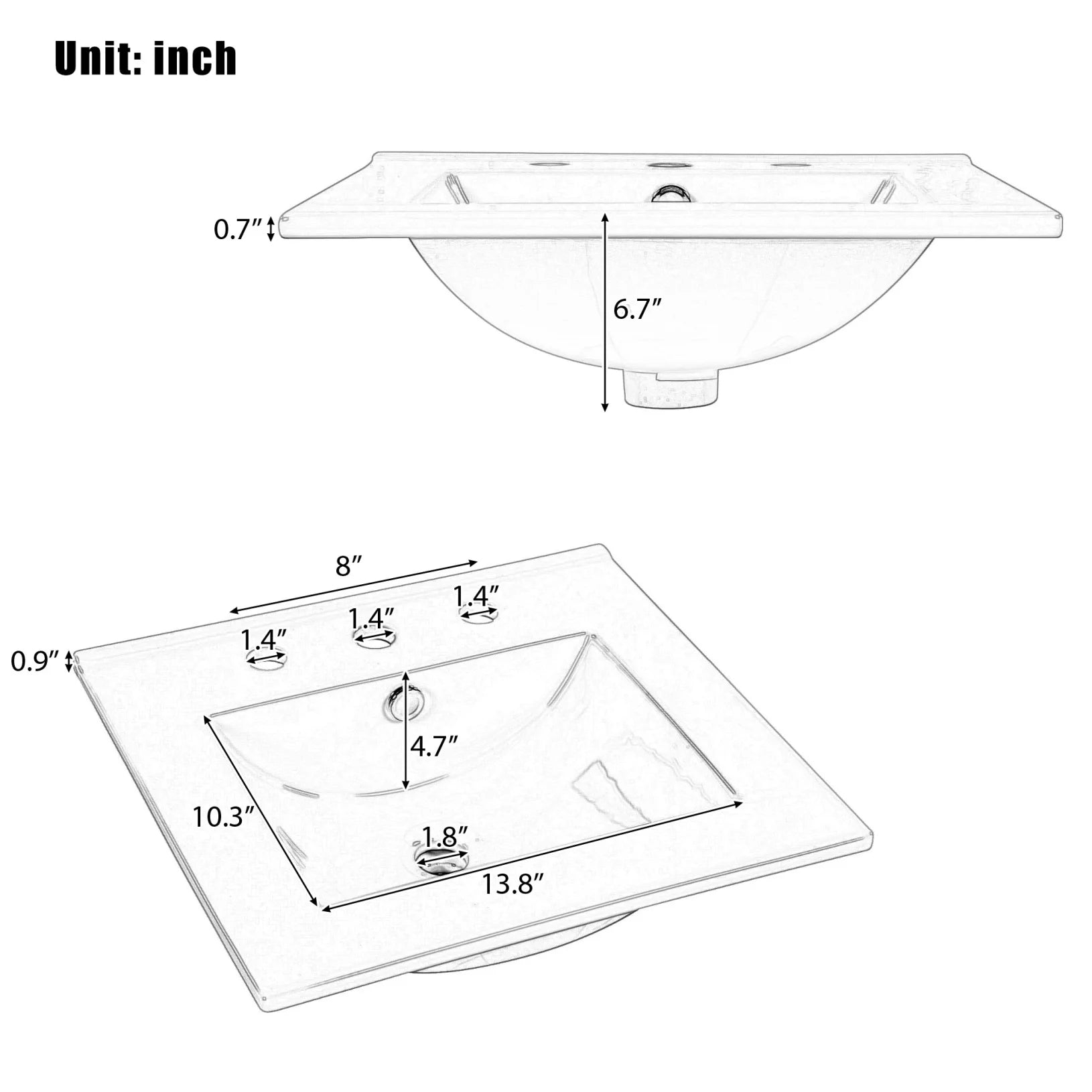 20.3 Inch Bathroom Vanity with Ceramic Sink, Solid Wood Small Single Vanity with Drawer and Soft Close Doors, White Modern Bathroom Cabinet with Storage