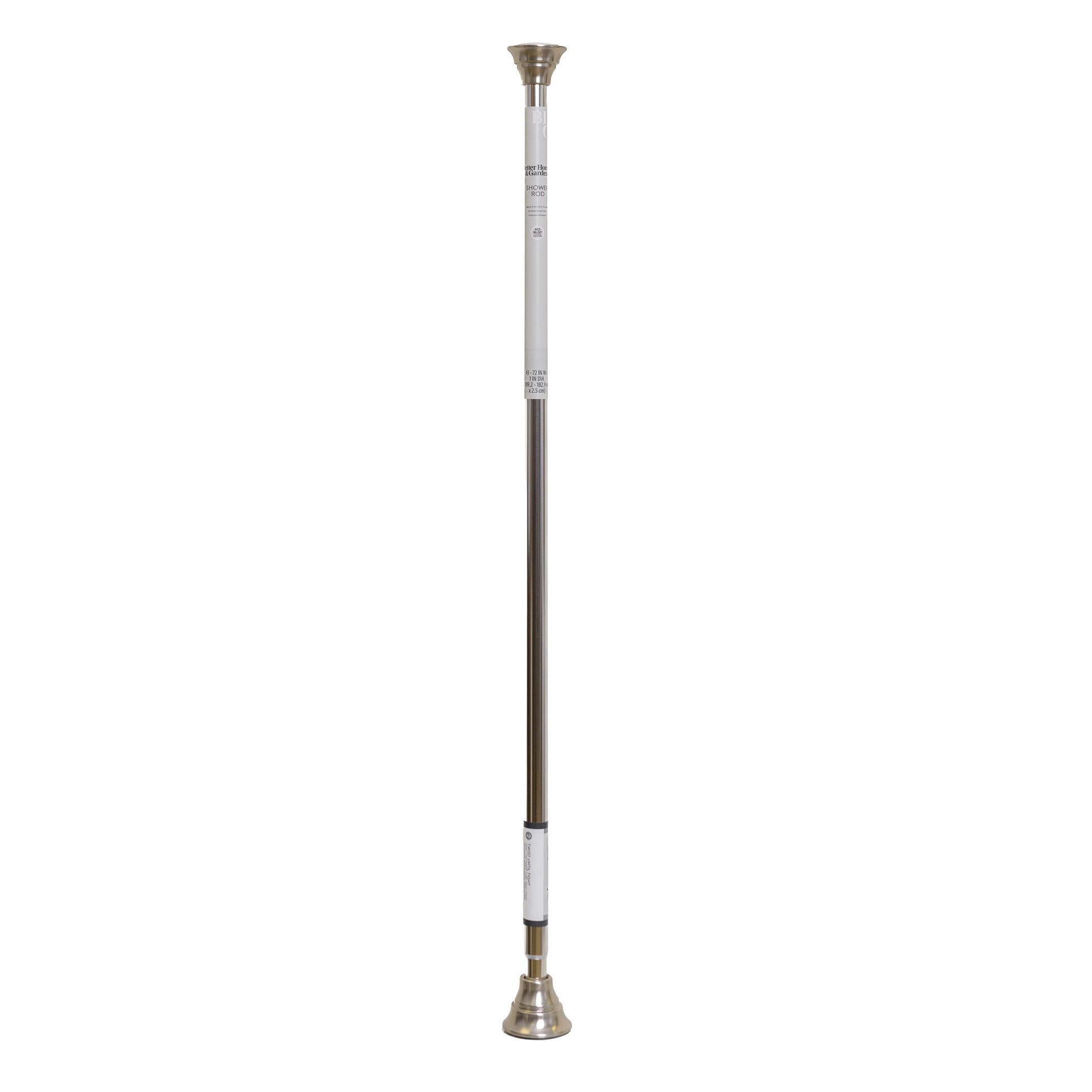 (4 pack) Better Homes & Gardens Wave Finial No Rust 43° F to 72° F Adjustable Tension Shower Curtain Rod, Nickel