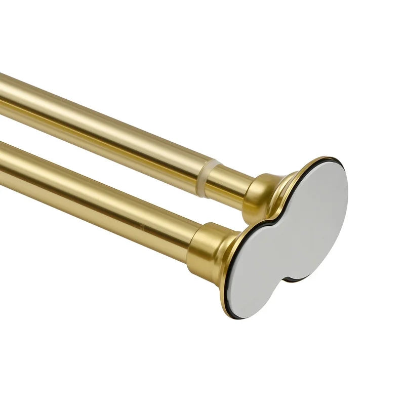 Utopia Alley Adjustable 72-In Double Shower Curtain Tension Rods - Rust-Proof Aluminum with Rubber End Cap, Easy Installation - Extendable, No Drilling, With Shower Liner and Hooks, Gold