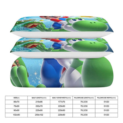 Super Mario Galaxy 3 Piece Bedding Sets Decor Comforter Sets With One Duvet Cover Two Pillow Shams