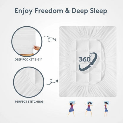 Longqi Extra Thick Mattress 1000 GSM Topper, Down Alternative Overfill Plush Mattress Pad, Cooling Pillow Top with 8-21Inch Deep Pocket